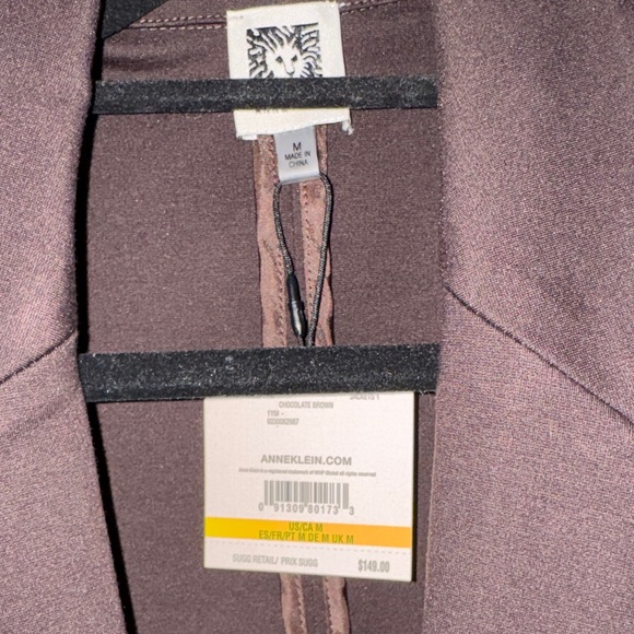 Anne Klein Faux Double-Breasted Chocolate Brown Blazer - Picture 2 of 4